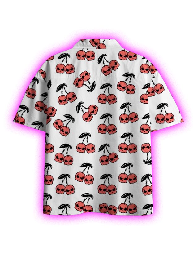 CHERRY SKULL BUTTON UP POCKET SHIRT