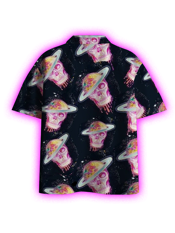 COSMIC SKULLS BUTTON UP POCKET SHIRT