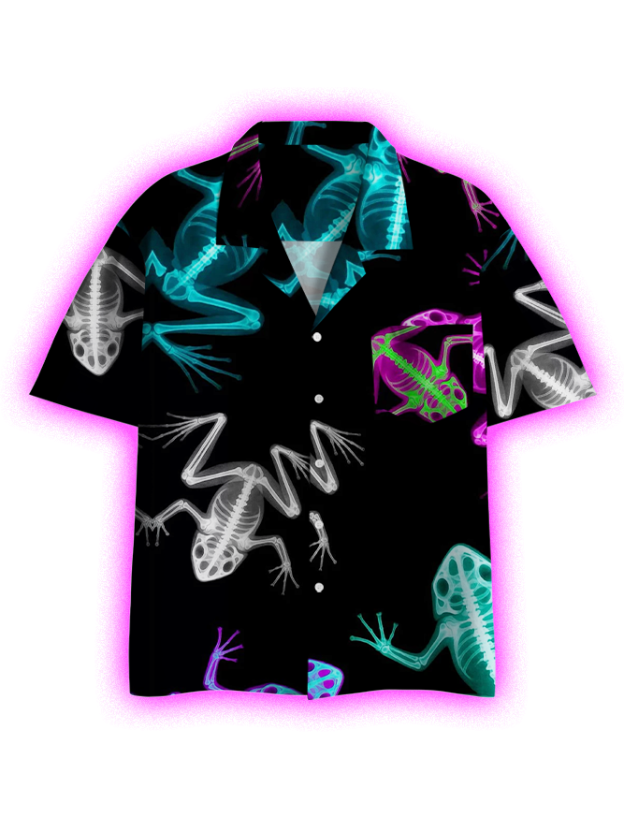 GLOWING REPTILES BUTTON UP POCKET SHIRT