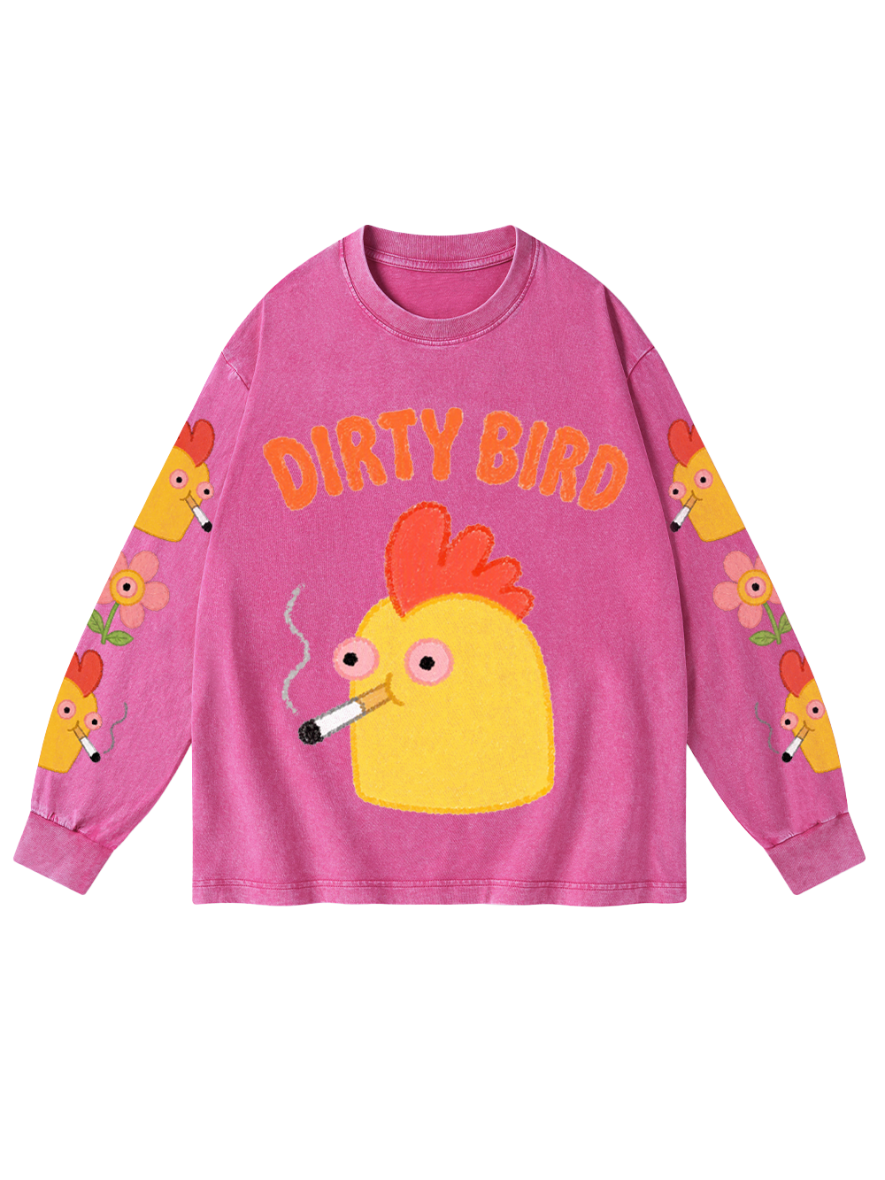 DIRTY BIRD VIBES WASHED LONG-SLEEVE GRAPHIC TSHIRT