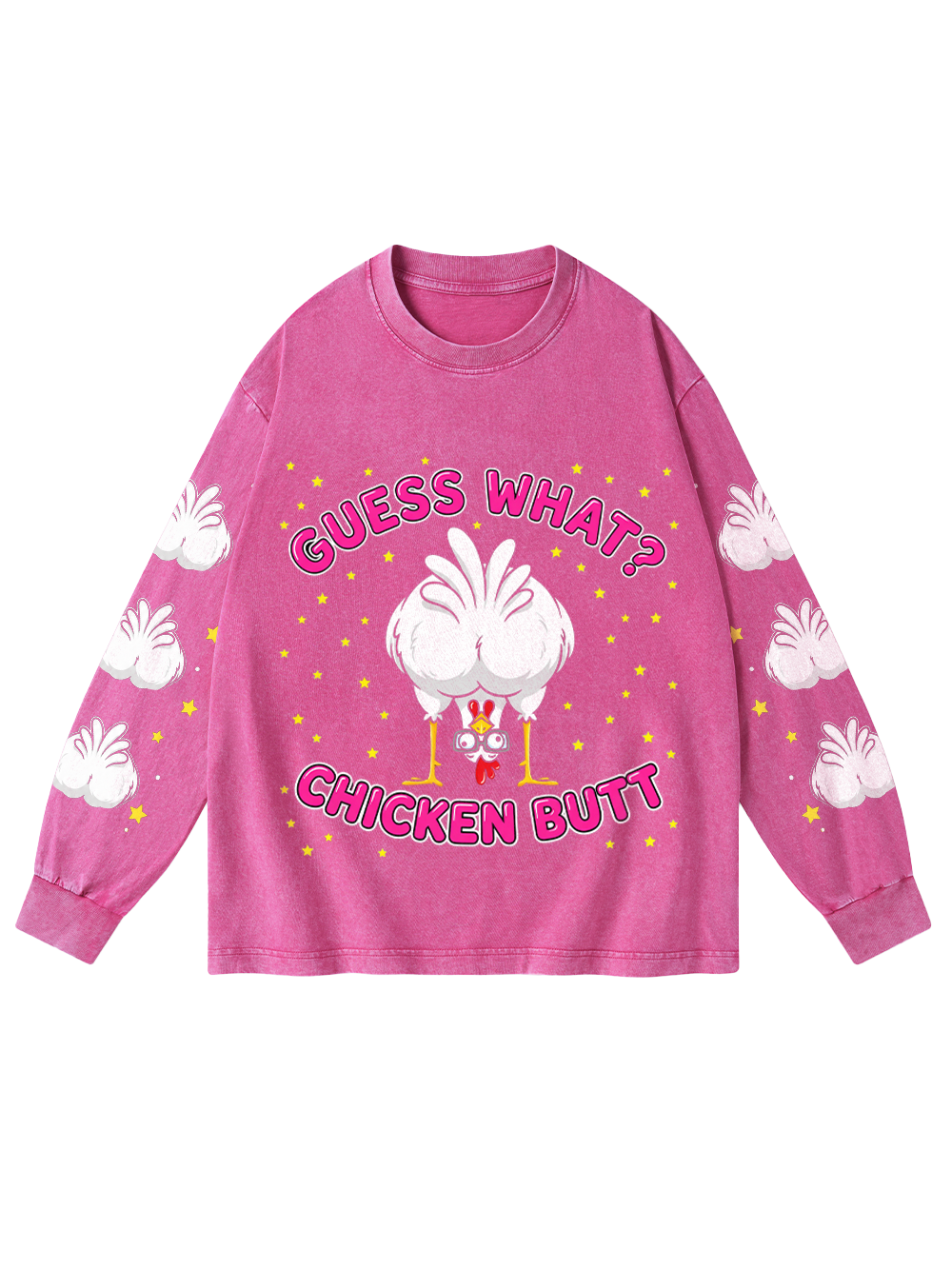 CHICKEN JOKE WASHED LONG-SLEEVE GRAPHIC TSHIRT