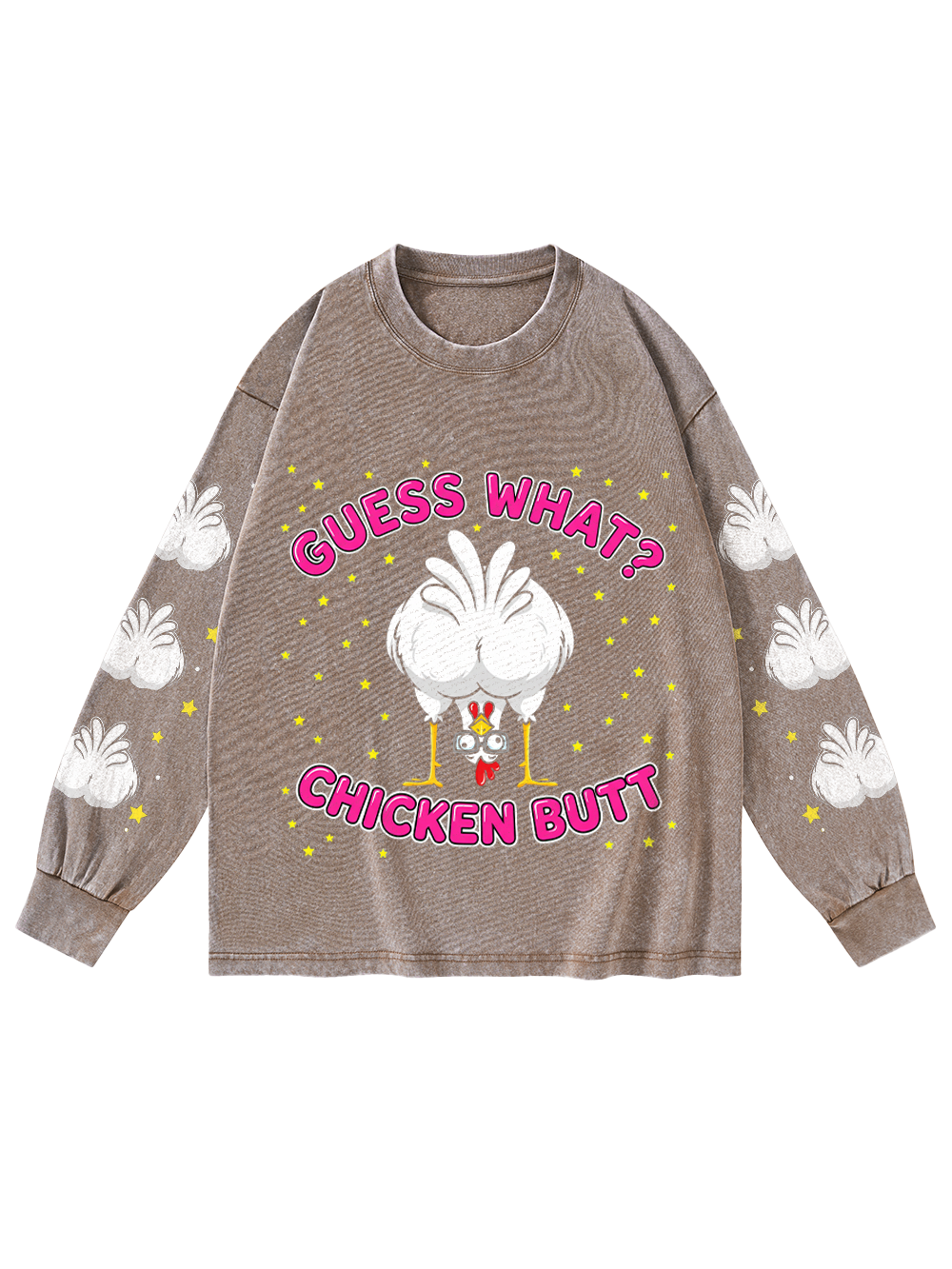 CHICKEN JOKE WASHED LONG-SLEEVE GRAPHIC TSHIRT