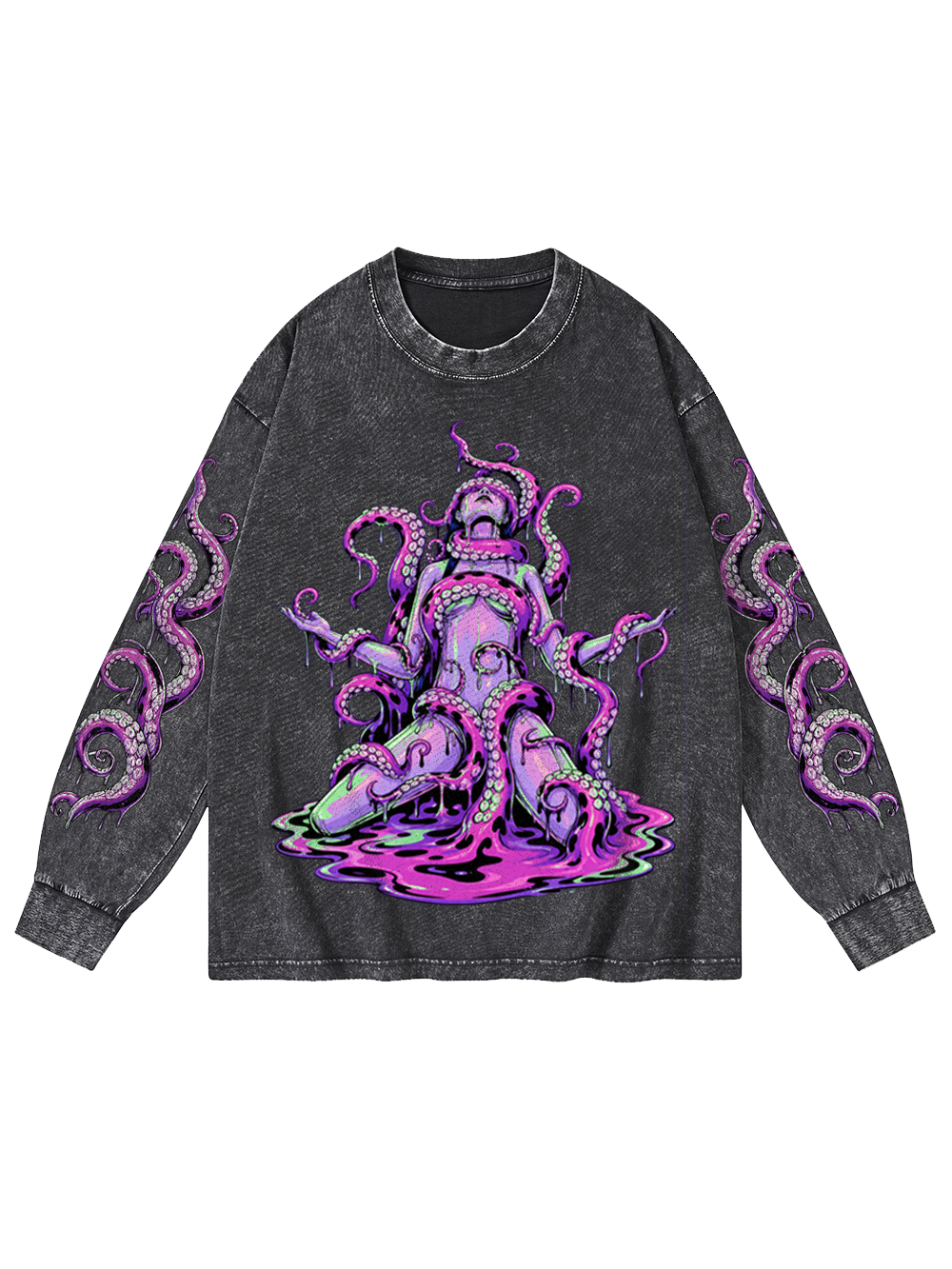 TENTACLE GODDESS WASHED LONG-SLEEVE GRAPHIC TSHIRT