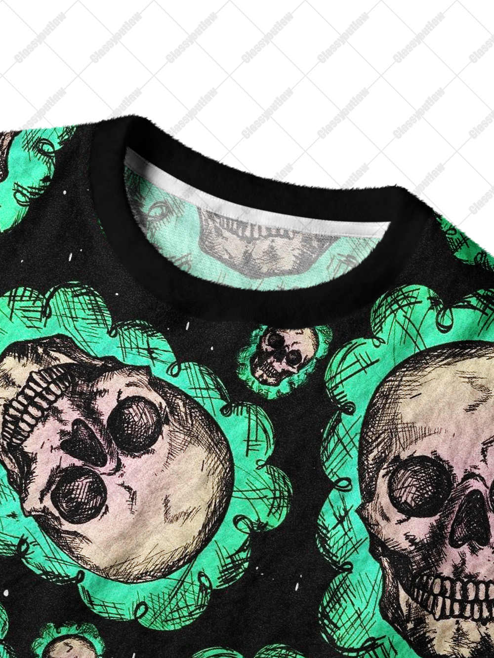 EERIE SKULL PATTERN KNIT SWEATSHIRT