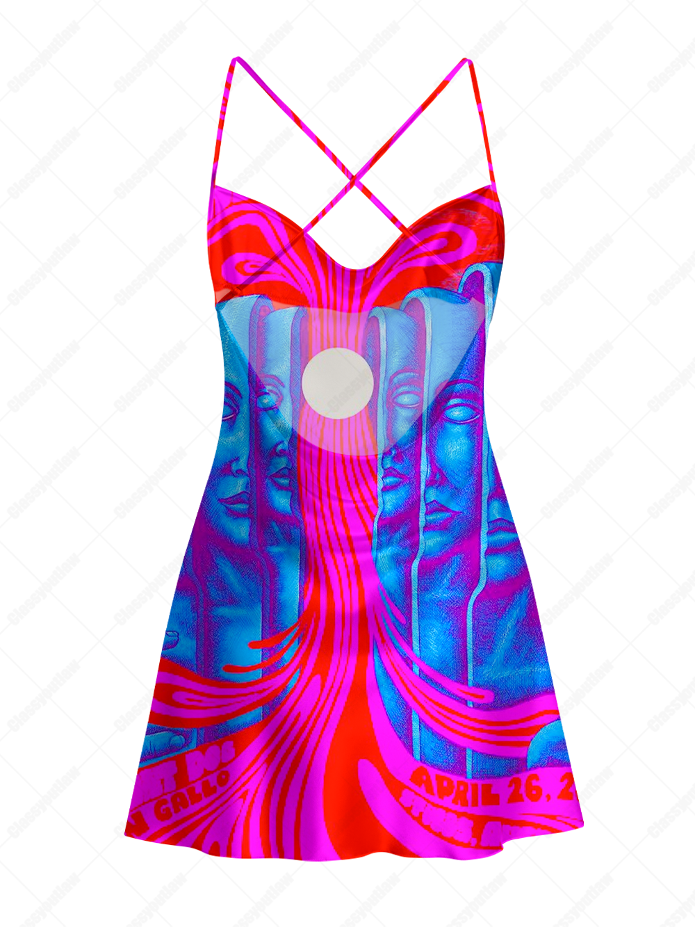 NEON GODDESS MIRAGE SATIN CROSS BACK MINI DRESS