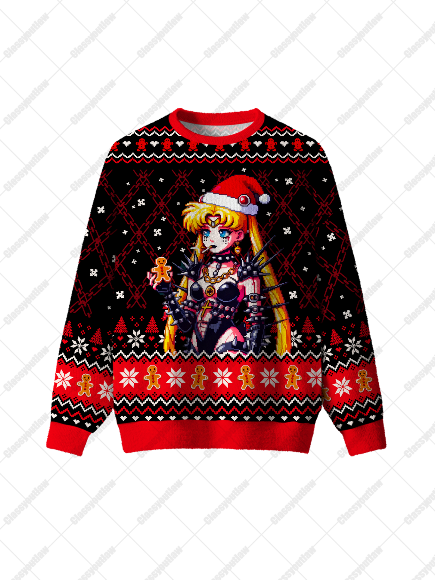 Punk Moon UGLY CHRISTMAS SWEATSHIRT-ClassyOutlaw Sale