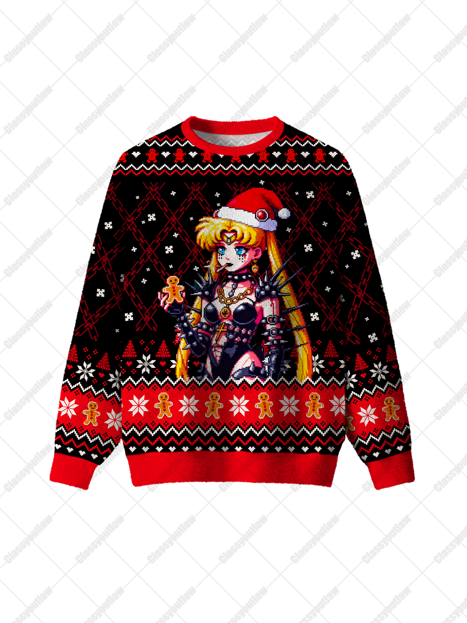 Punk Moon UGLY CHRISTMAS SWEATSHIRT-ClassyOutlaw Sale