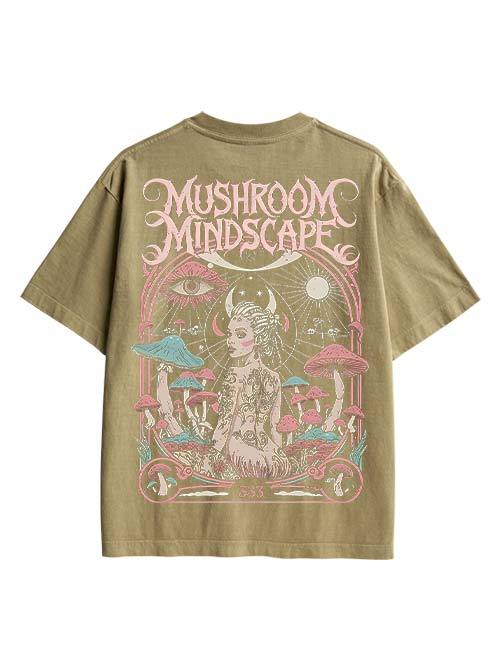 Mushroom Mindscape Double Sided Print Washed TShirt
