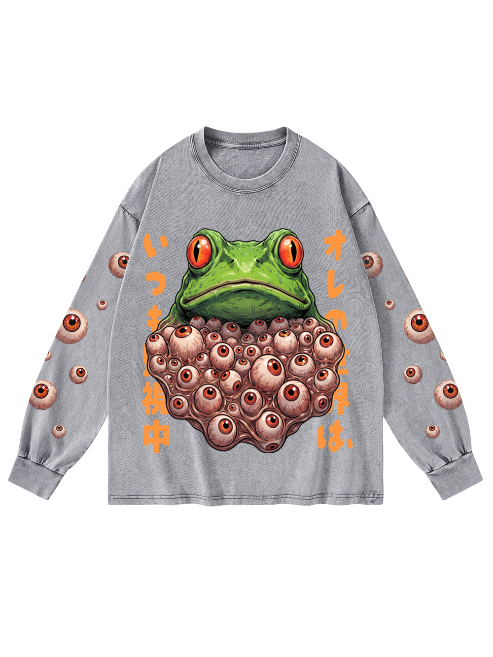 EYEBALL FROG WASHED LONG-SLEEVE GRAPHIC TSHIRT