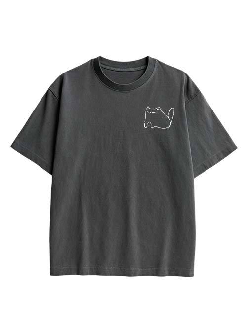 Ibuprofen Cat Double Sided Print Washed TShirt