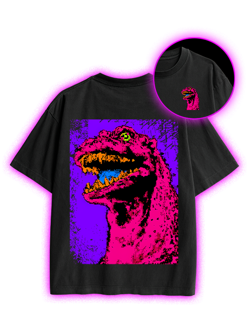 Neon Roar Double Sided Print Washed TShirt