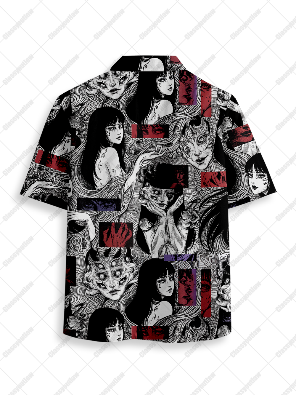 HORRIFIC EYES PSYCHO BUTTON UP POCKET SHIRT