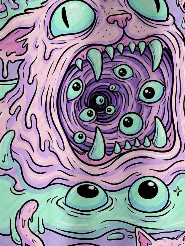 Eyeball Slime Cat Graphic T-shirt