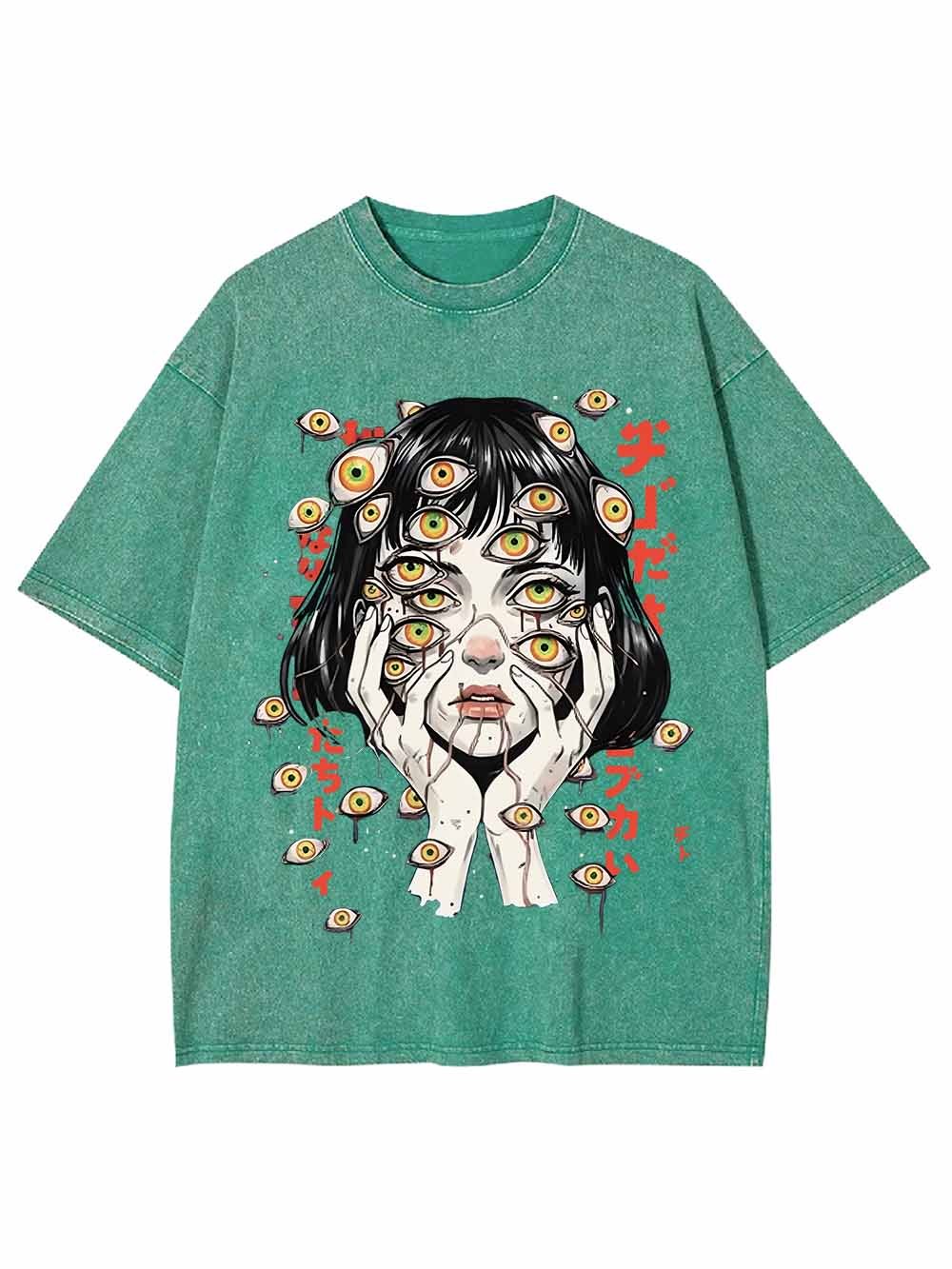 Weird Fantasy Girl With Many Eyes Washed Tshirt-ClassyOutlaw Sale