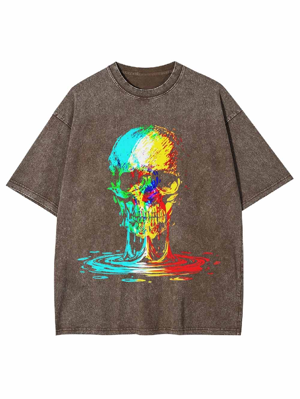 Colorful Melting Skull Washed Tshirt