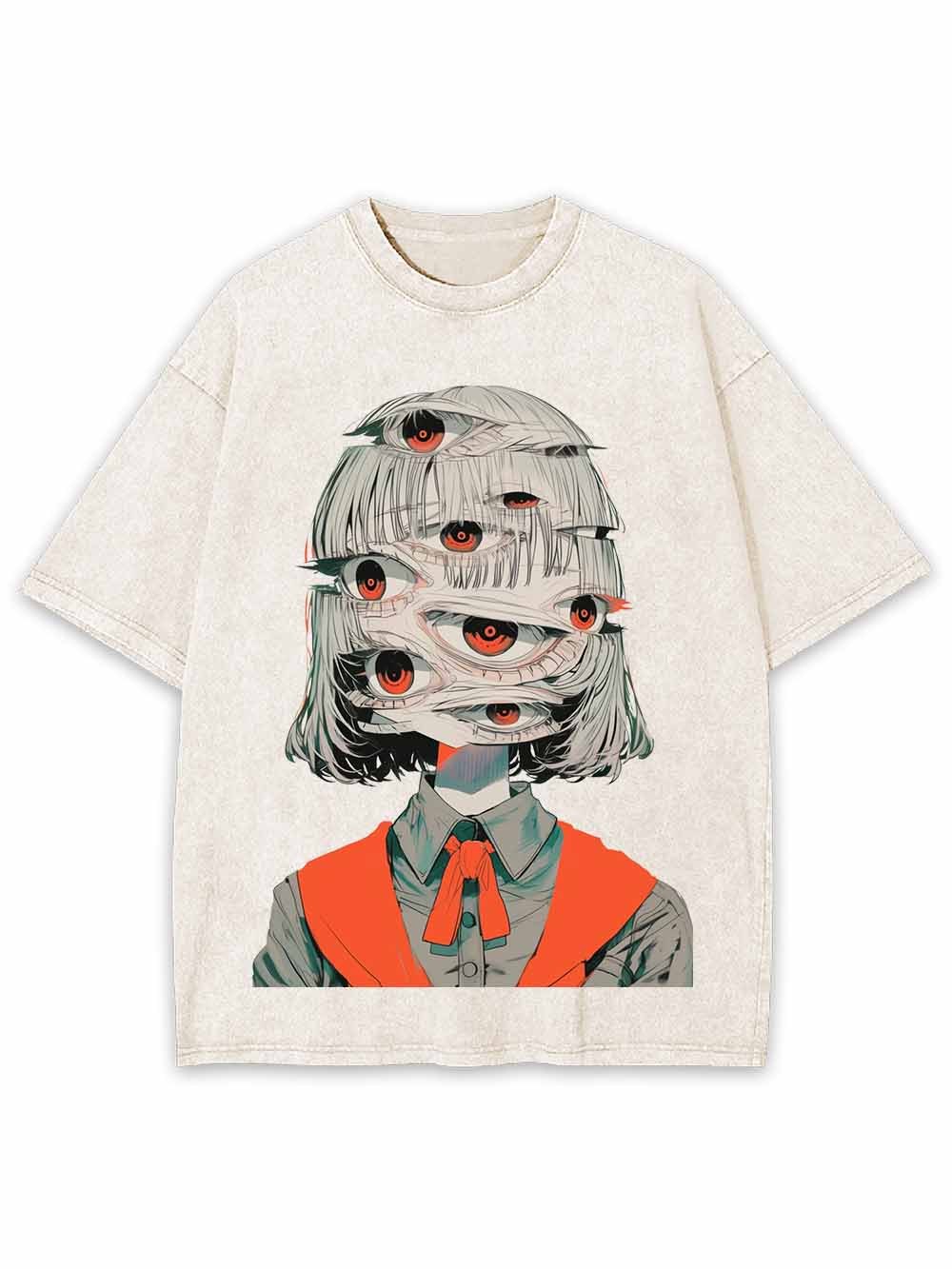 Girl with Multiple Eyes Washed Tshirt