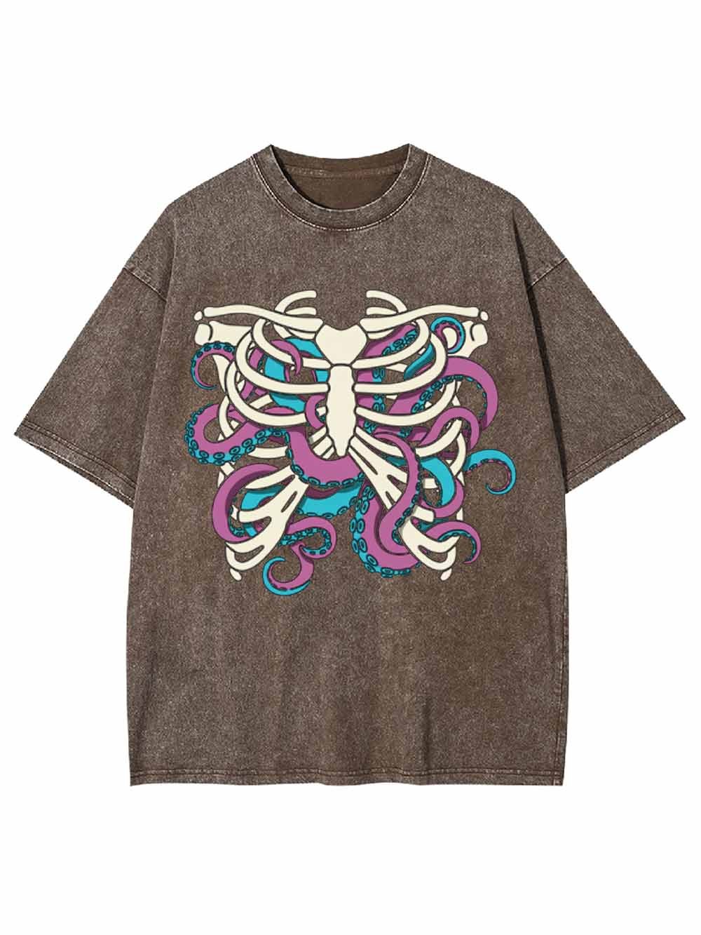 Skull Octopus Tentacles Washed Tshirt
