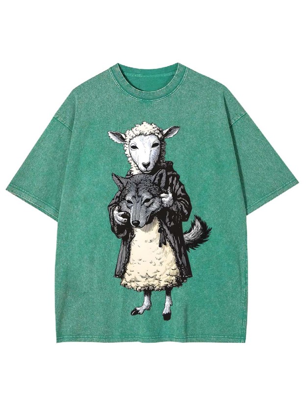 Sheep Wolf Mask Washed Tshirt