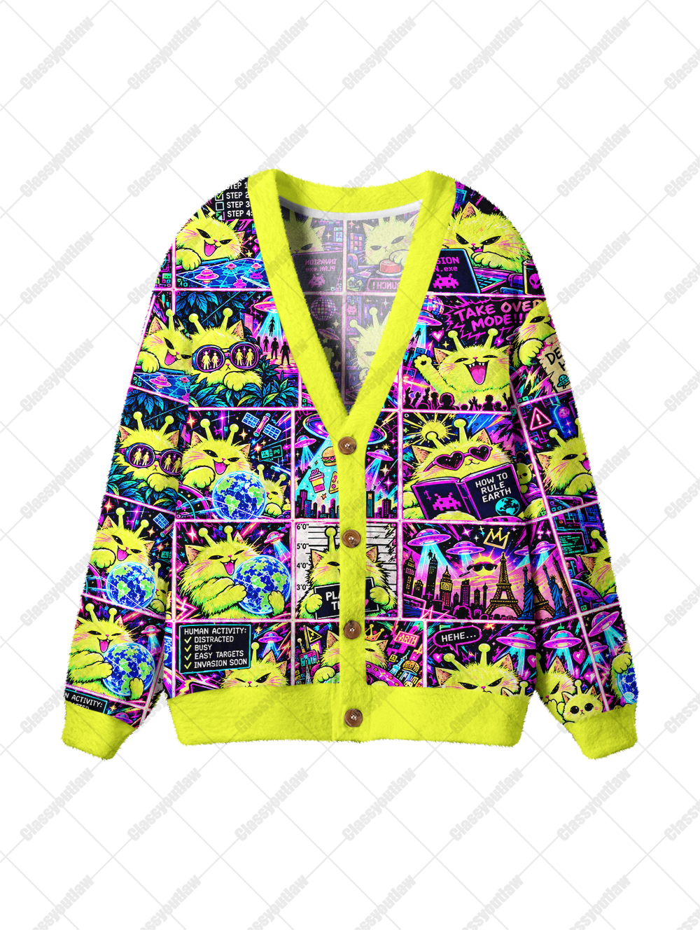 CAT INVASION UGLY CARDIGAN SWEATERS
