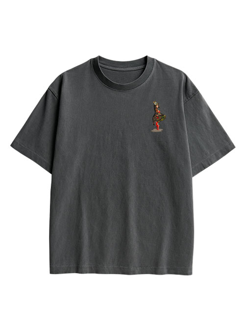 Tattooed Warrior Double Sided Print Washed TShirt
