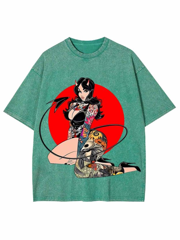 CHIBI DEMON GIRL WASHED TSHIRT