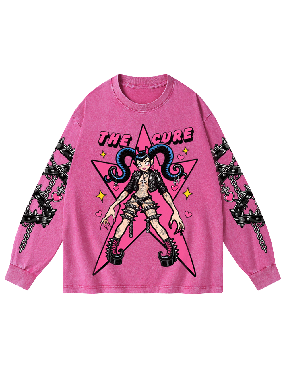 PUNK DEVIL WASHED LONG-SLEEVE GRAPHIC TSHIRT