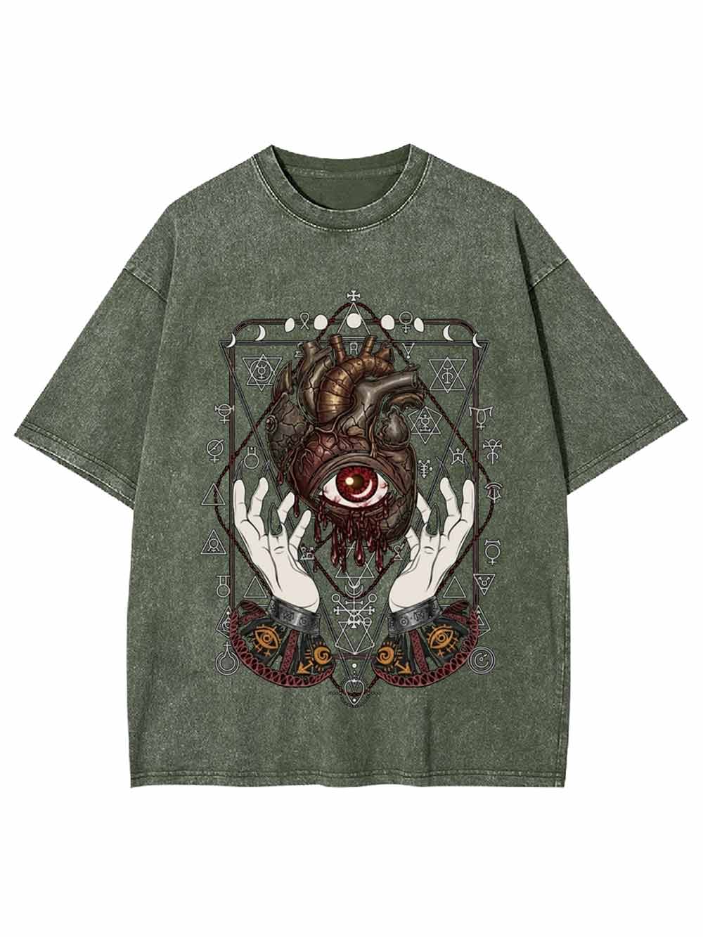 Anatomical Eyes Heart Art Print Washed Tshirt