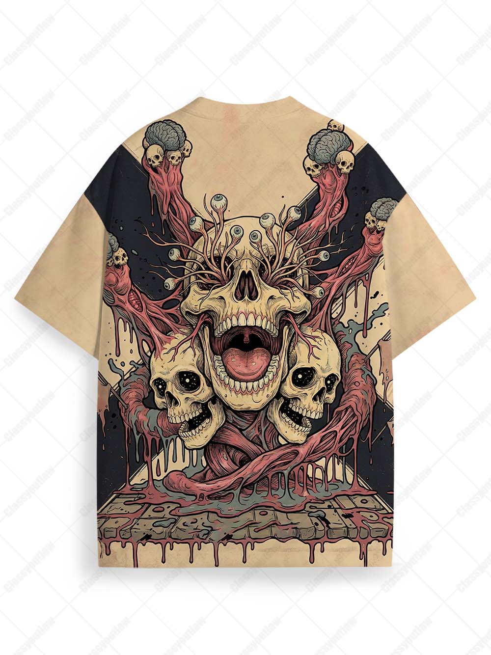 Hell Roar Dark Skeleton Graphic T-shirt