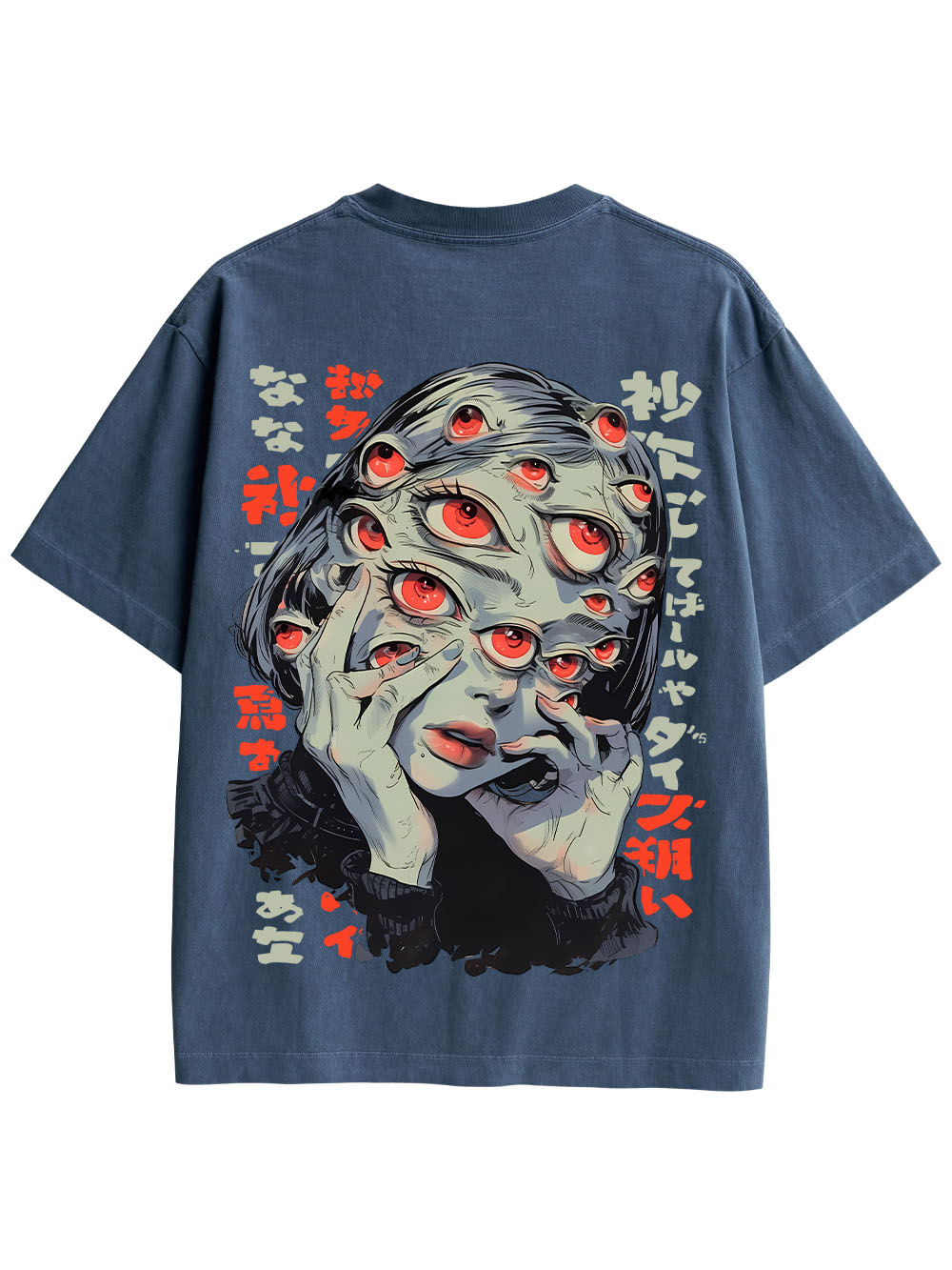 THOUSAND EYES GAZE DOUBLE SIDED PRINT WASHED TSHIRT