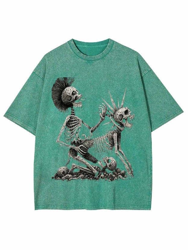 Skeleton Couple Washed Tshirt