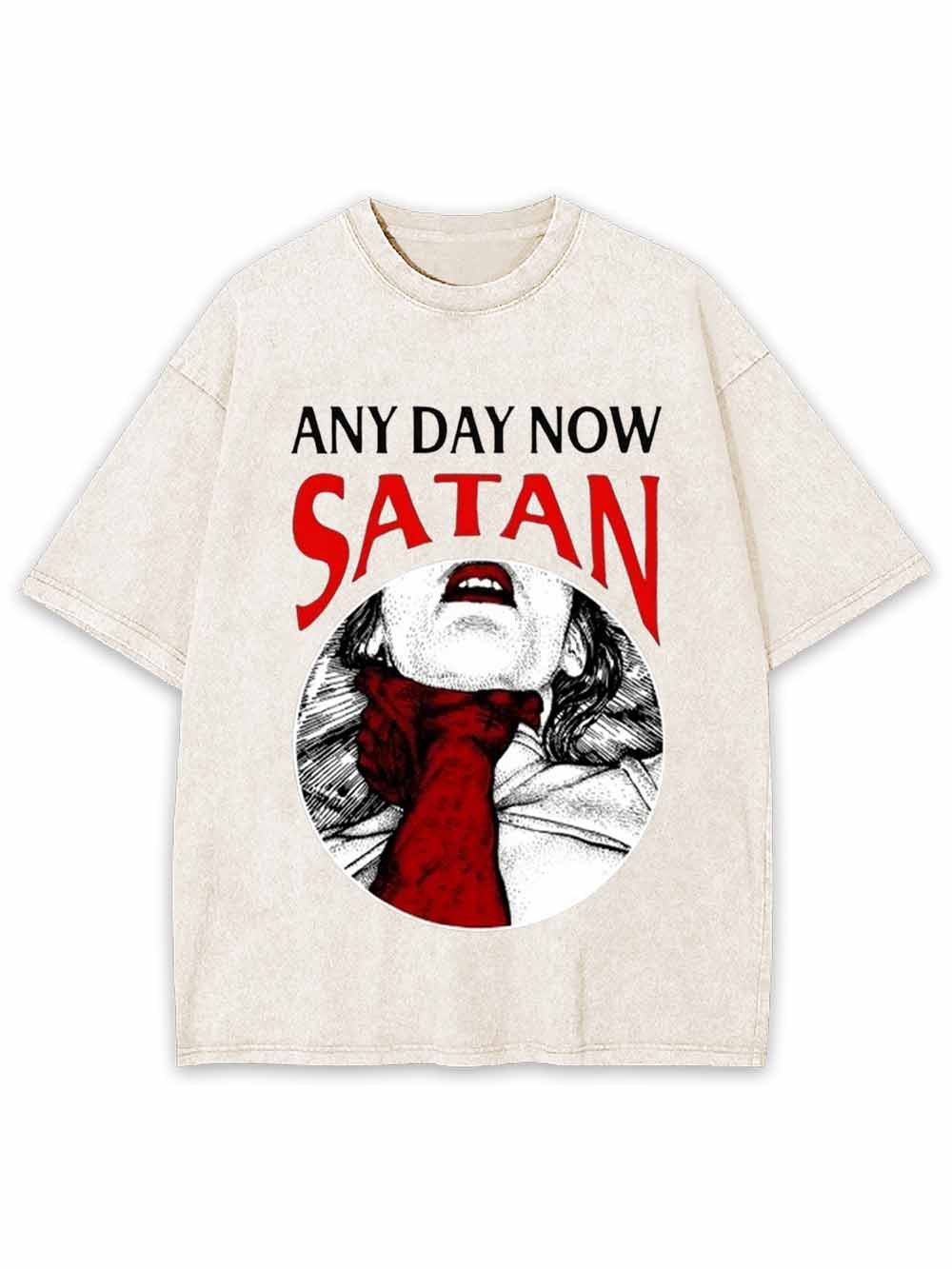 ANY DAY NOW SATAN Washed Tshirt