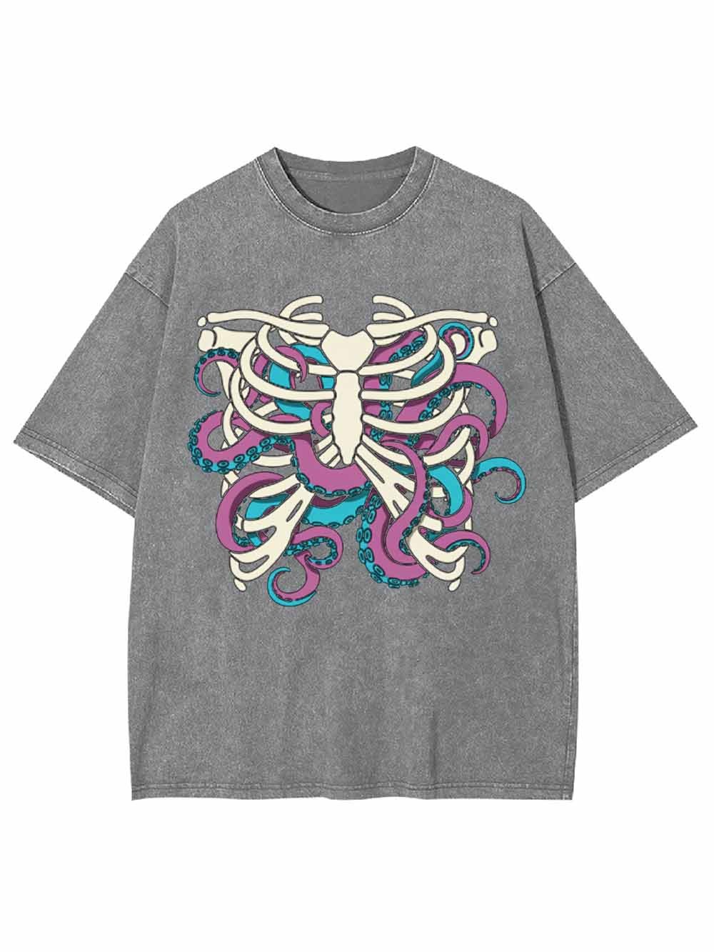 Skull Octopus Tentacles Washed Tshirt