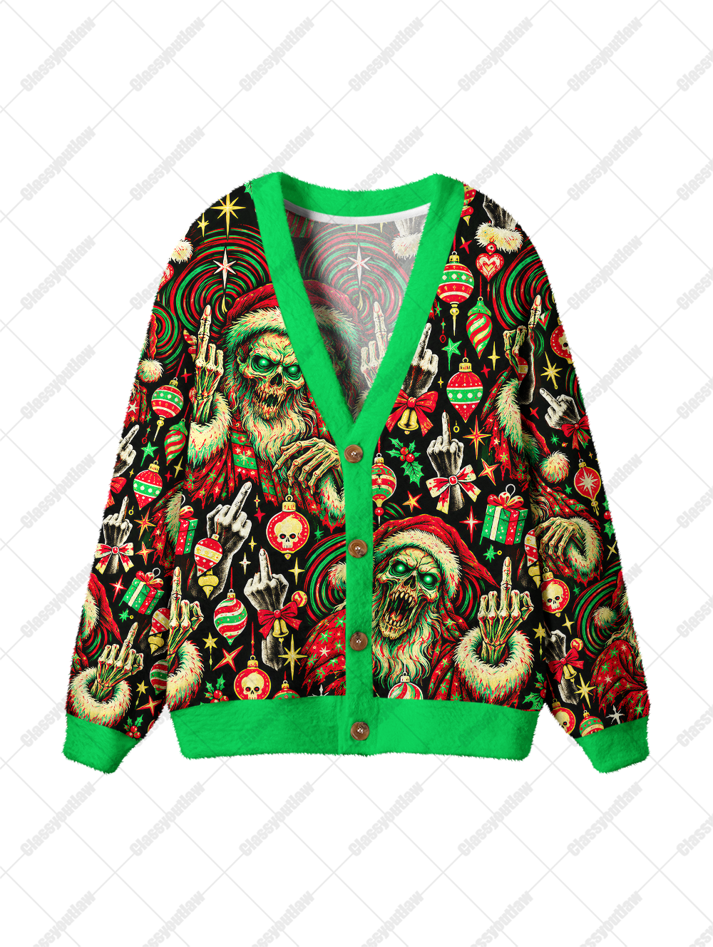 SKULL SANTA CLAUS UGLY CARDIGAN SWEATERS