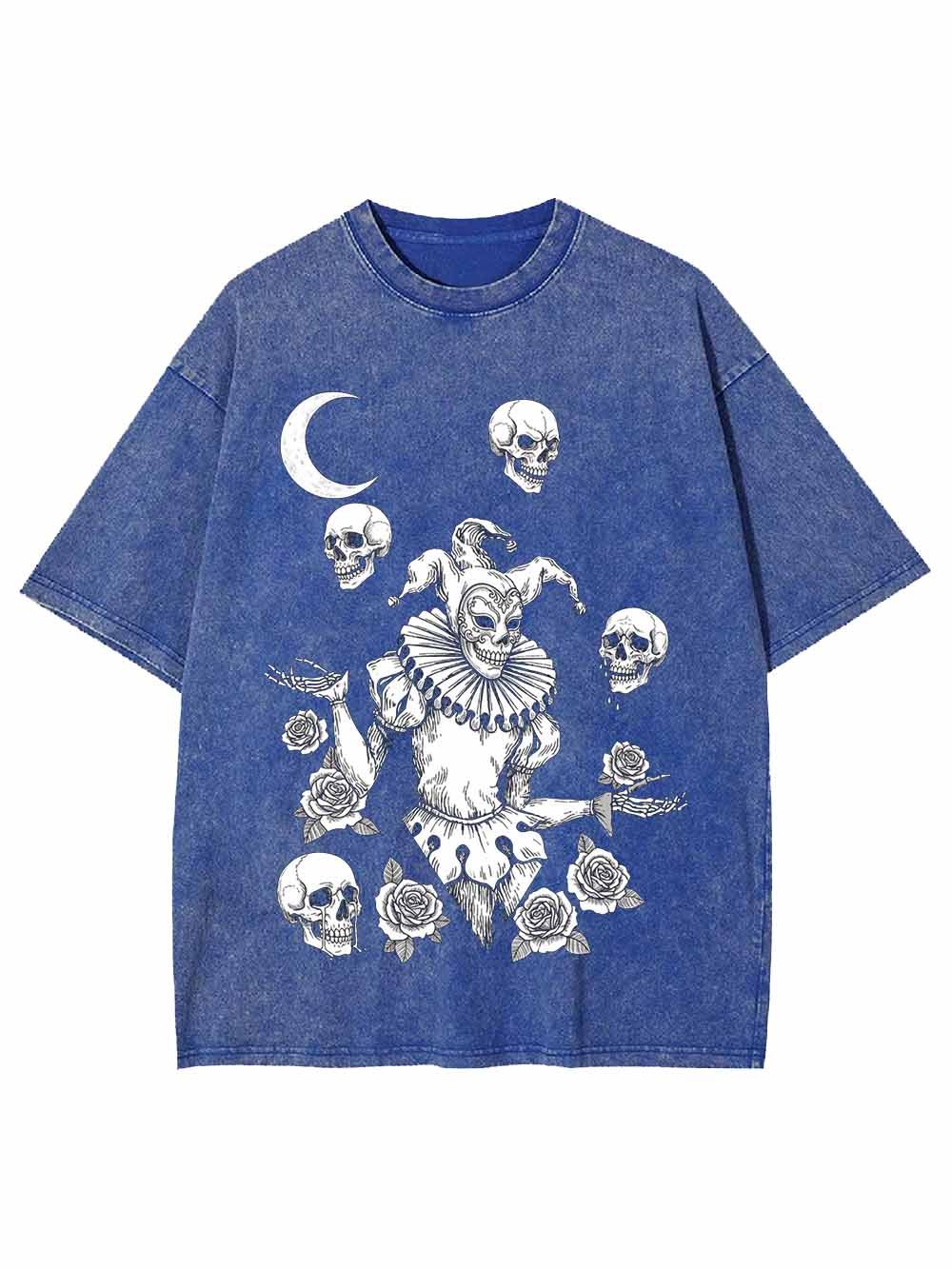 Skull Clown Rose Washed Tshirt