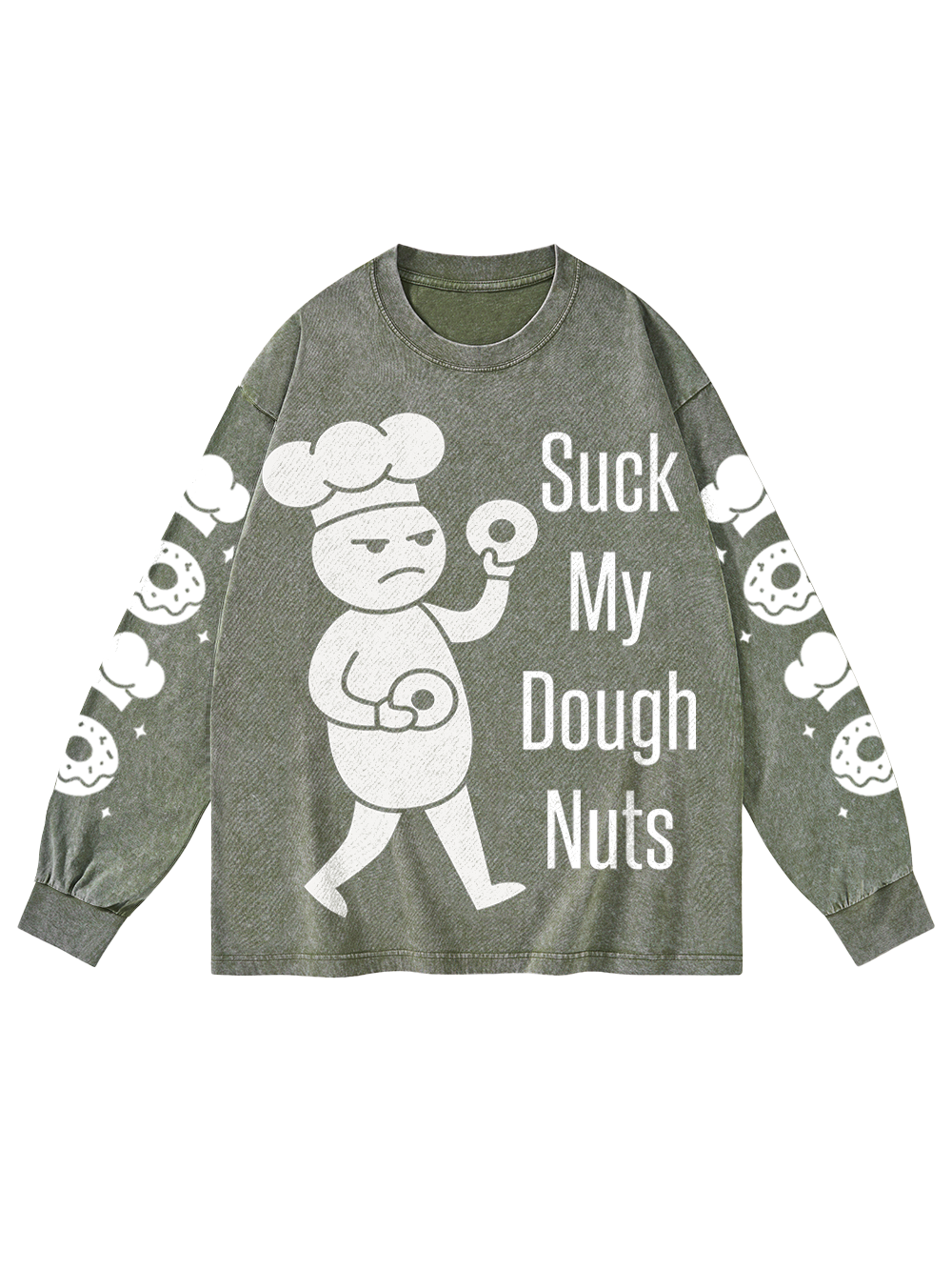 DOUGHNUT ATTITUDE WASHED LONG-SLEEVE GRAPHIC TSHIRT