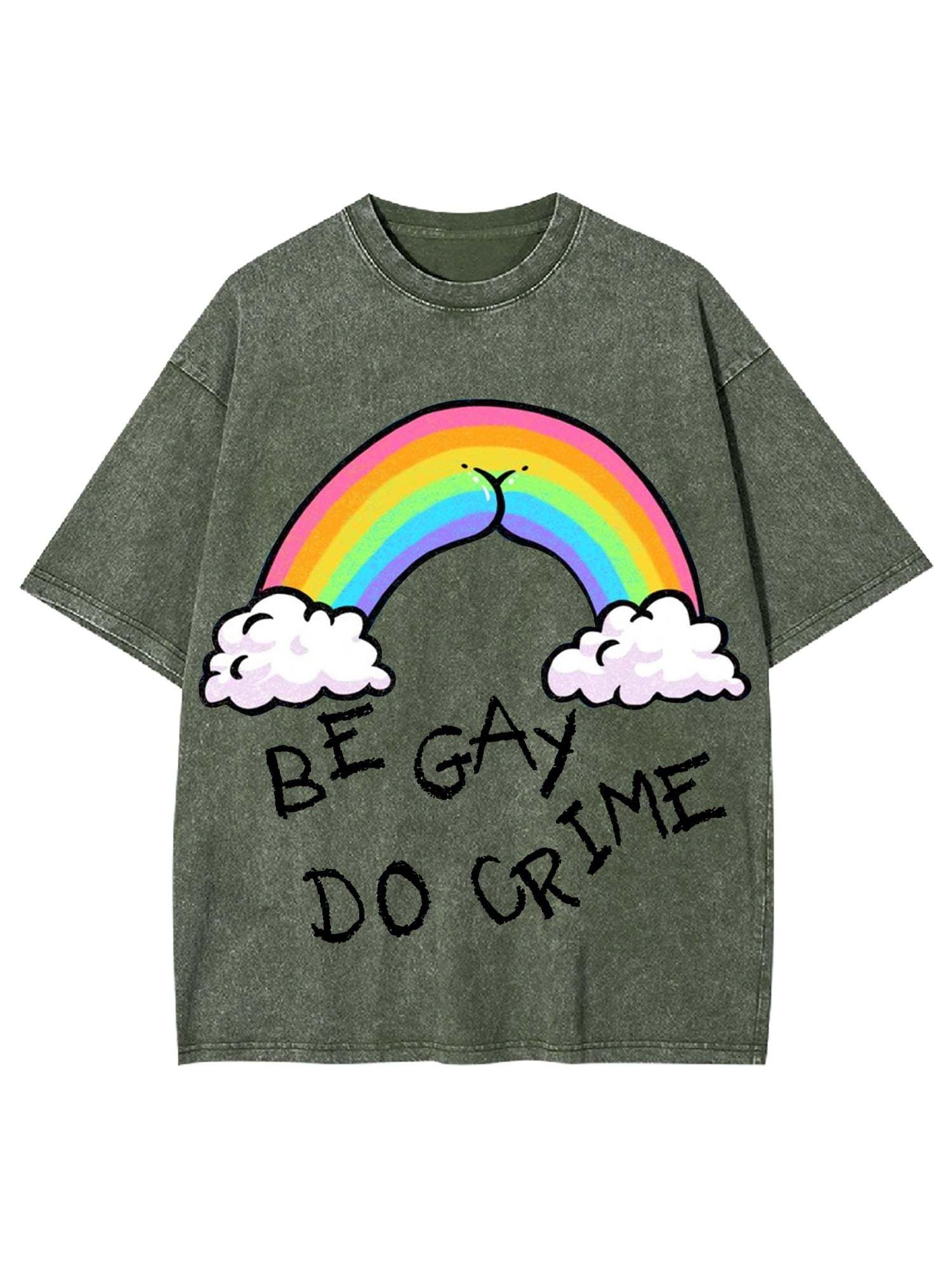 Be Gay Do Crime Washed Tshirt-ClassyOutlaw