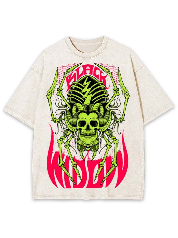 Black Widow Washed Tshirt-ClassyOutlaw