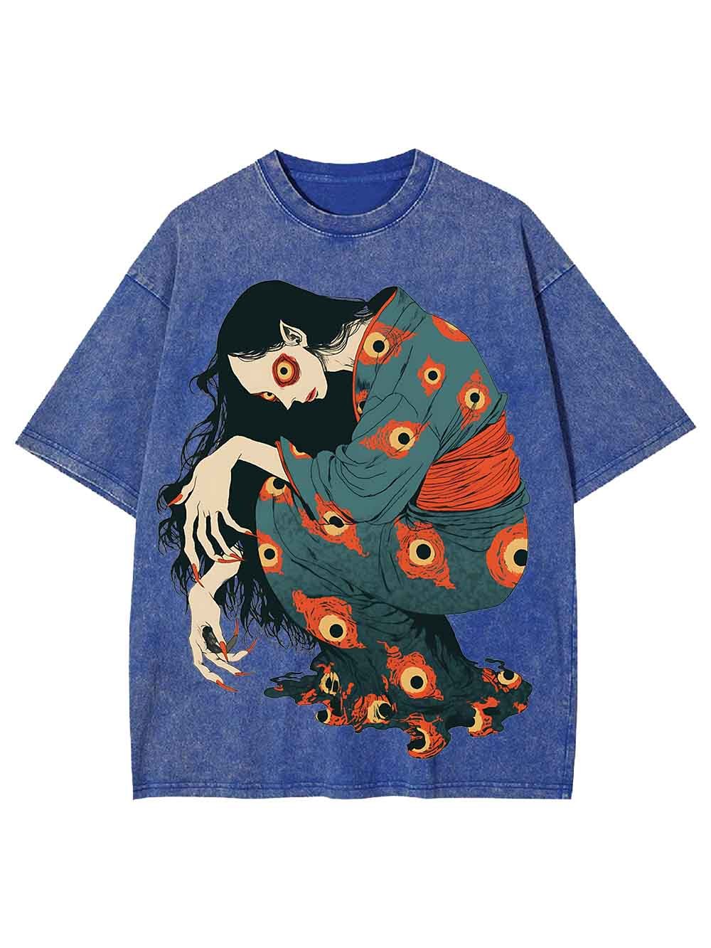 Eye Patterned Woman Washed Tshirt