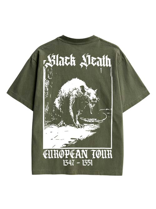 Black Death Double Sided Print Washed TShirt