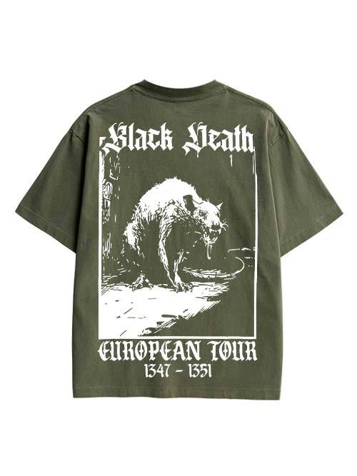Black Death Double Sided Print Washed TShirt