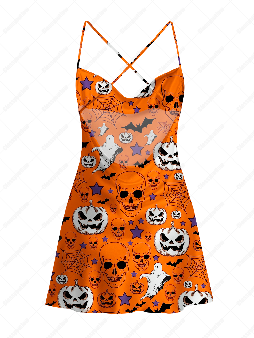 GHOUL HARVEST SATIN CROSS BACK MINI DRESS