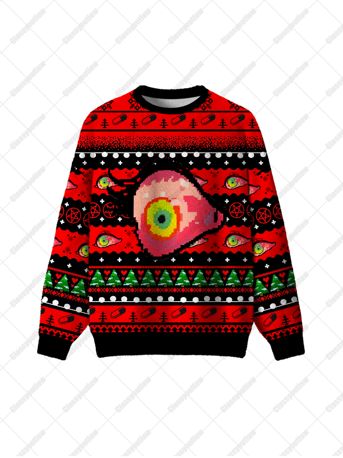 Evil Eye UGLY CHRISTMAS SWEATSHIRT-ClassyOutlaw Sale