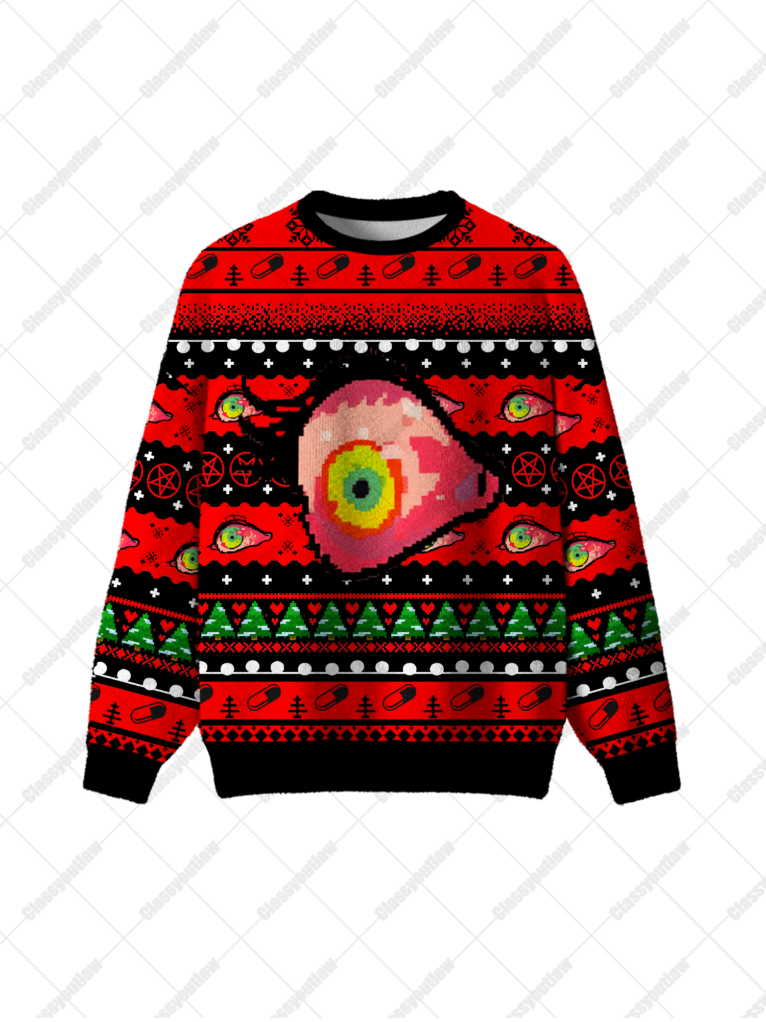 Evil Eye UGLY CHRISTMAS SWEATSHIRT-ClassyOutlaw Sale