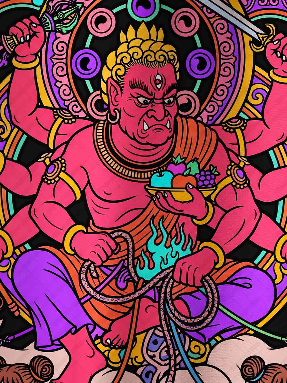 PSYCHEDELIC DEMON GOD ECO OVERSIZED GRAPHIC TEES
