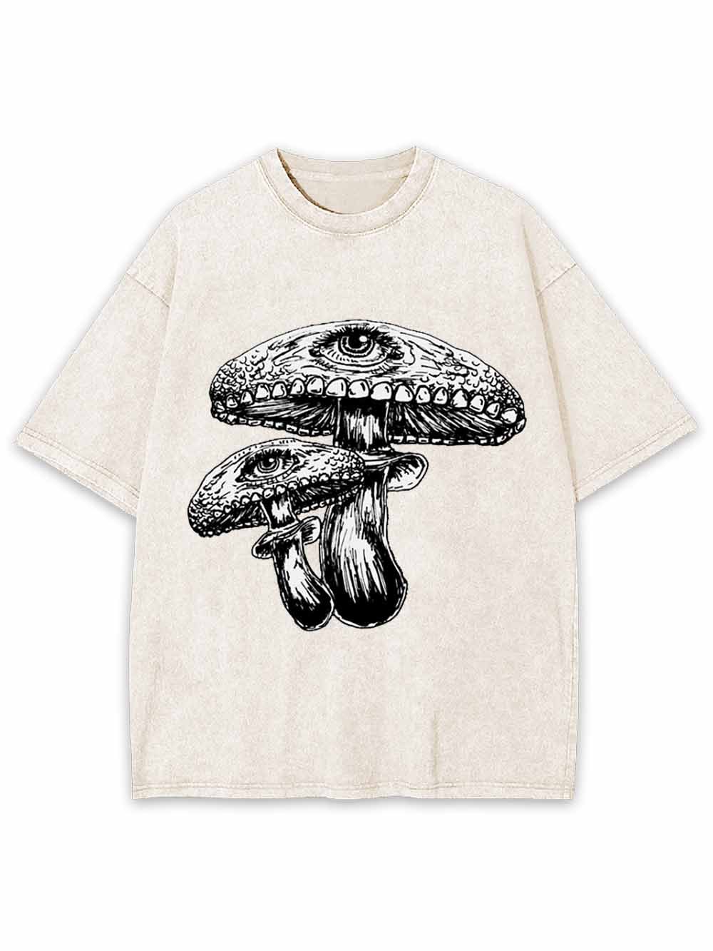 Eye Mushrooms Washed Tshirt-ClassyOutlaw Sale