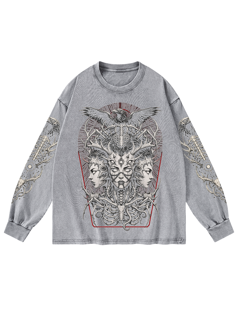 DARK GODDESS WASHED LONG-SLEEVE GRAPHIC TSHIRT
