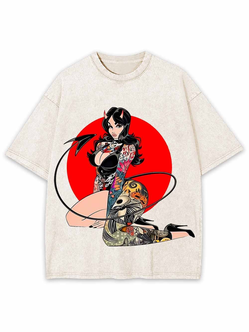 CHIBI DEMON GIRL WASHED TSHIRT