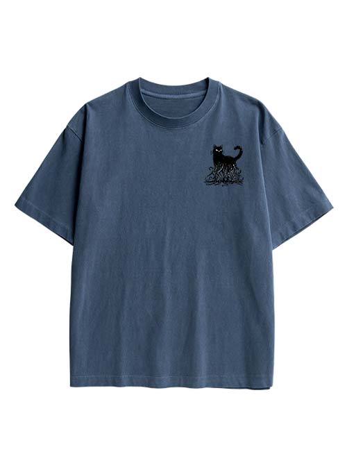 Octopus Tentacle Cat Double Sided Print Washed TShirt