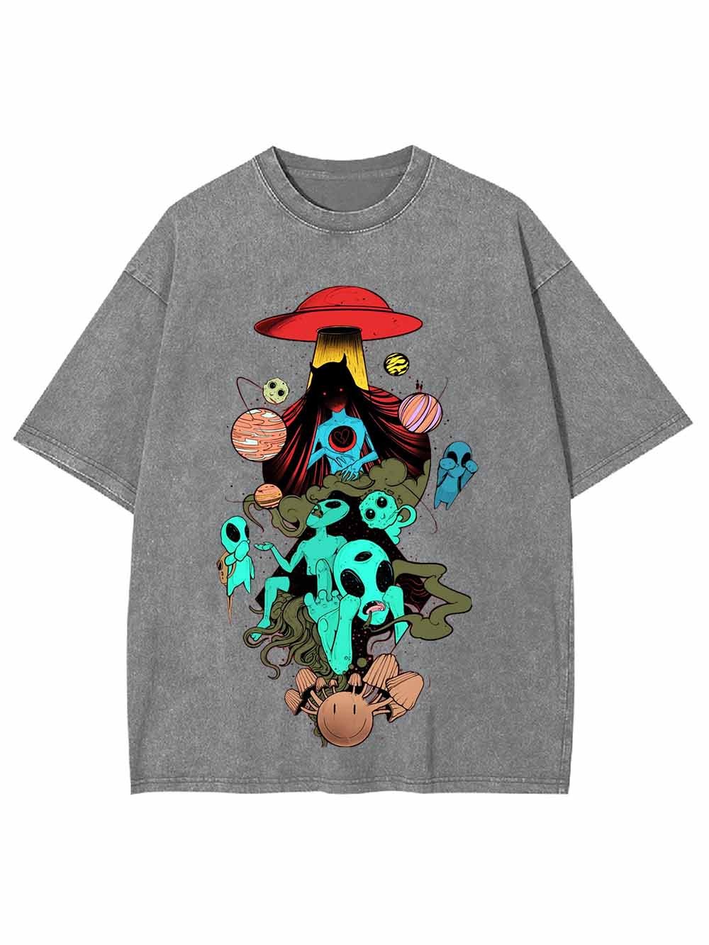 UFO and Alien Gathering Washed Tshirt