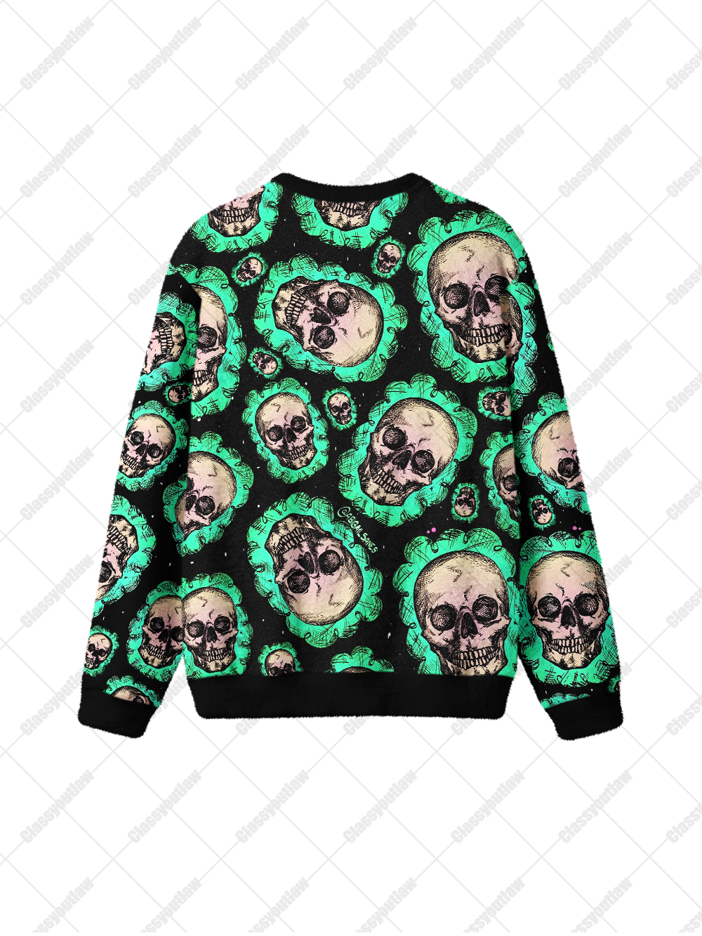EERIE SKULL PATTERN KNIT SWEATSHIRT